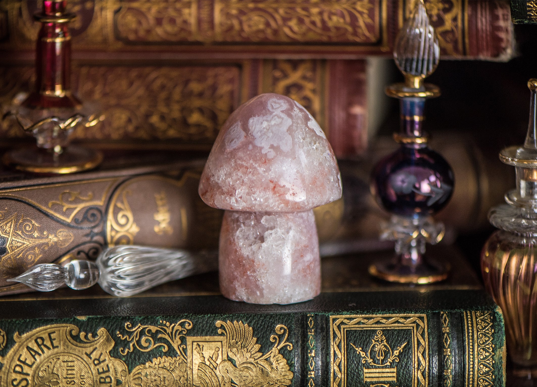 Rosa Amethyst Pilz Kristall
• Feen-Pilz Heilstein
• Magischer Herzchakra Kristall
• Verspielter rosa Kristall
• Emotionaler Heilpilz Stein