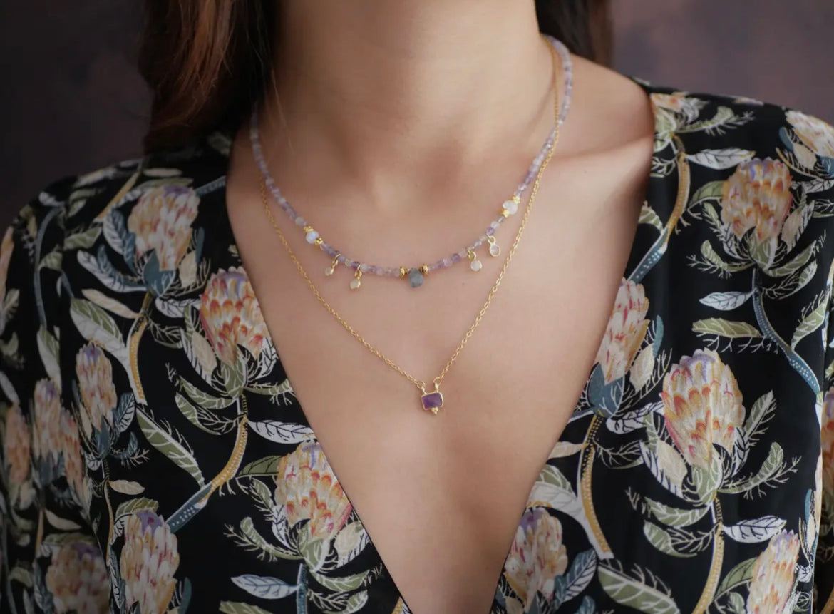 Amethyst, Mondstein & Labradorit Choker ✧ Heilung, Balance & Intuition