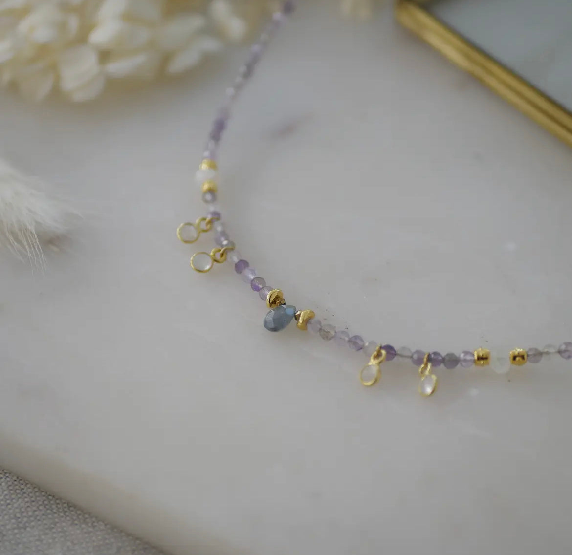 Amethyst, Mondstein & Labradorit Choker ✧ Heilung, Balance & Intuition