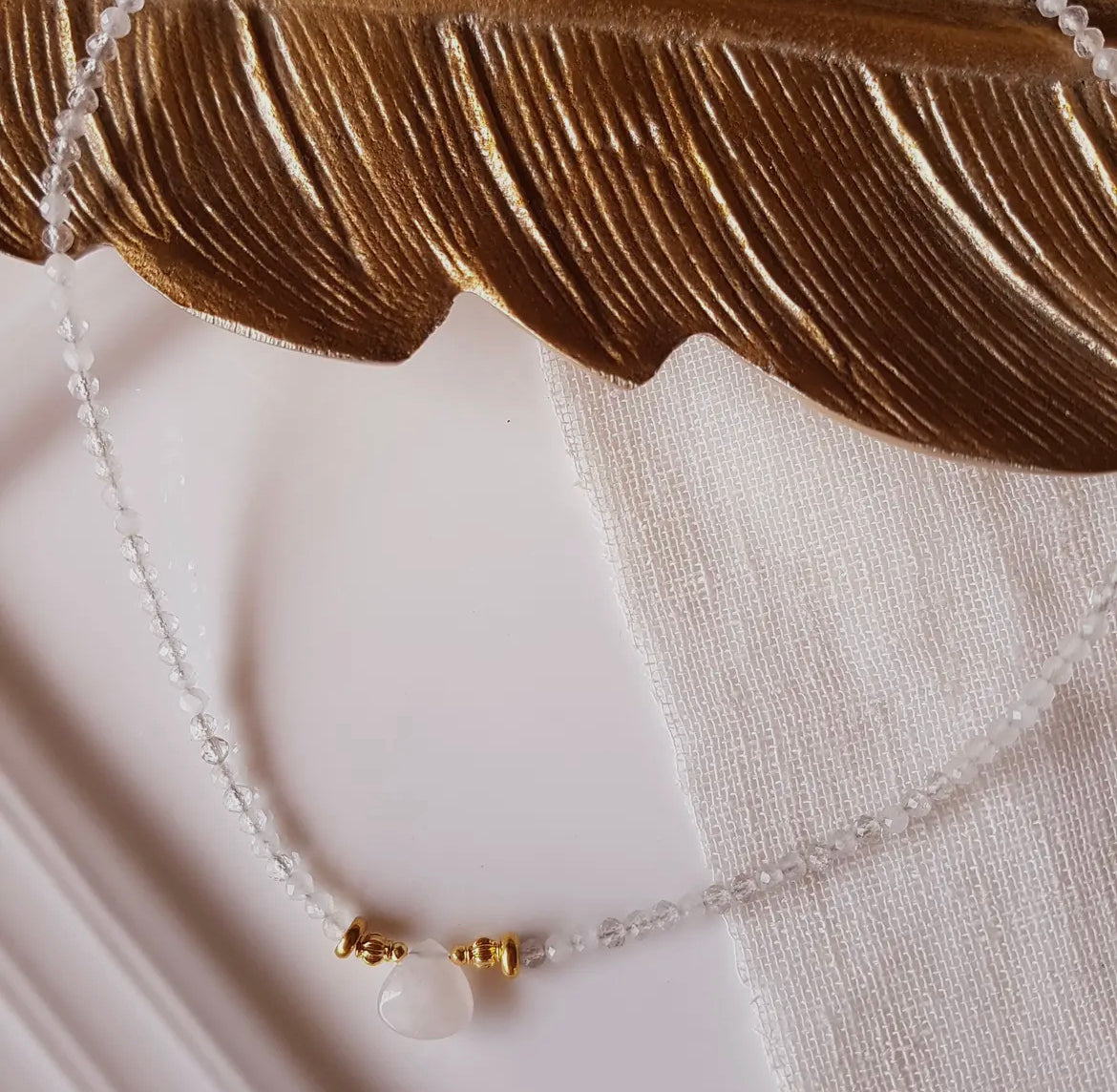 Herzlicht Choker ✧ Mondstein & Rosenquarz