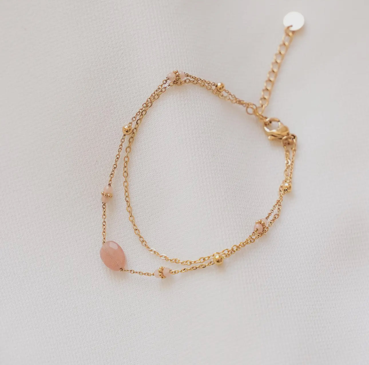 Aurielle Armband –Rosenquarz & Gold