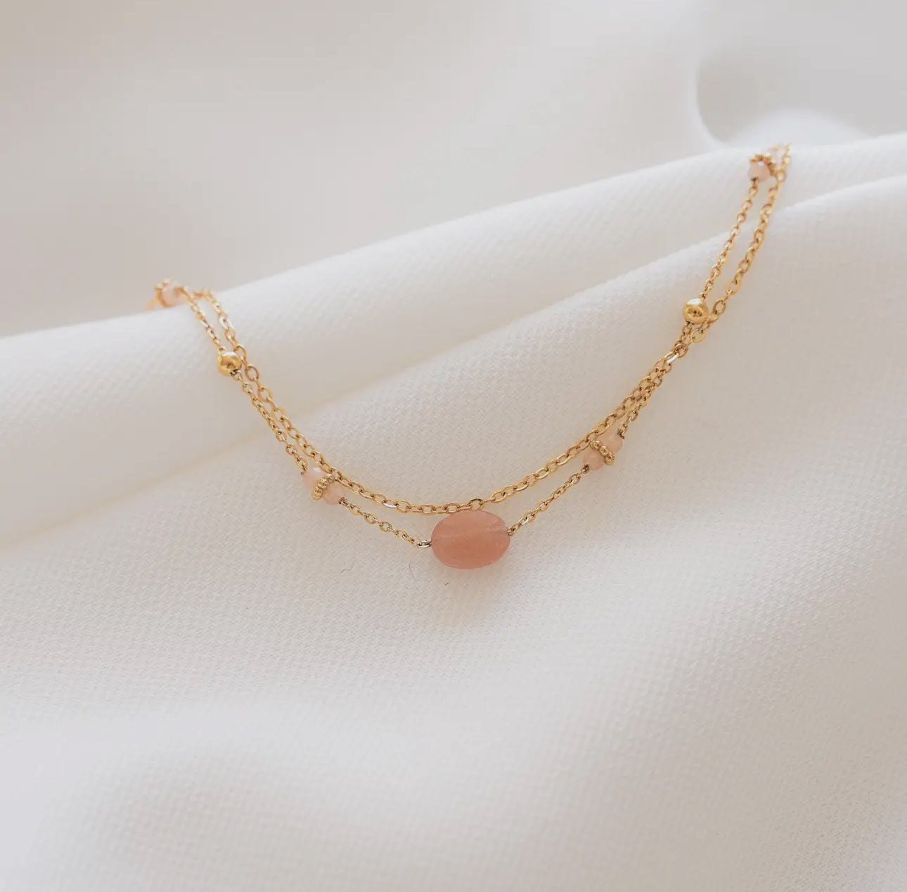 Aurielle Armband –Rosenquarz & Gold