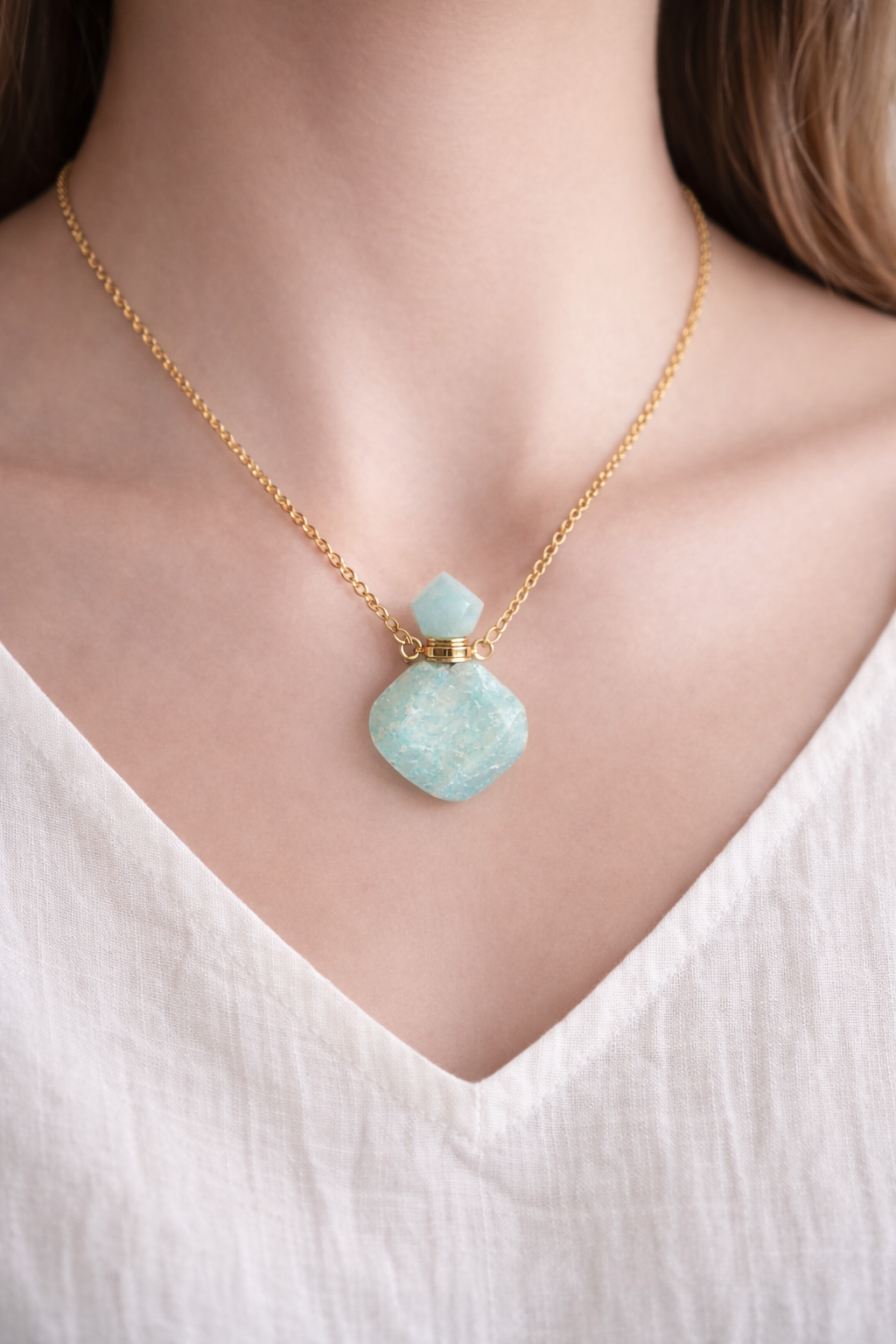 Amazonit Duftflasche Halskette · Zart