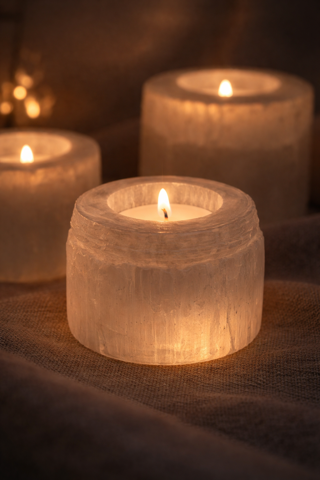 Selenit-Teelichthalter