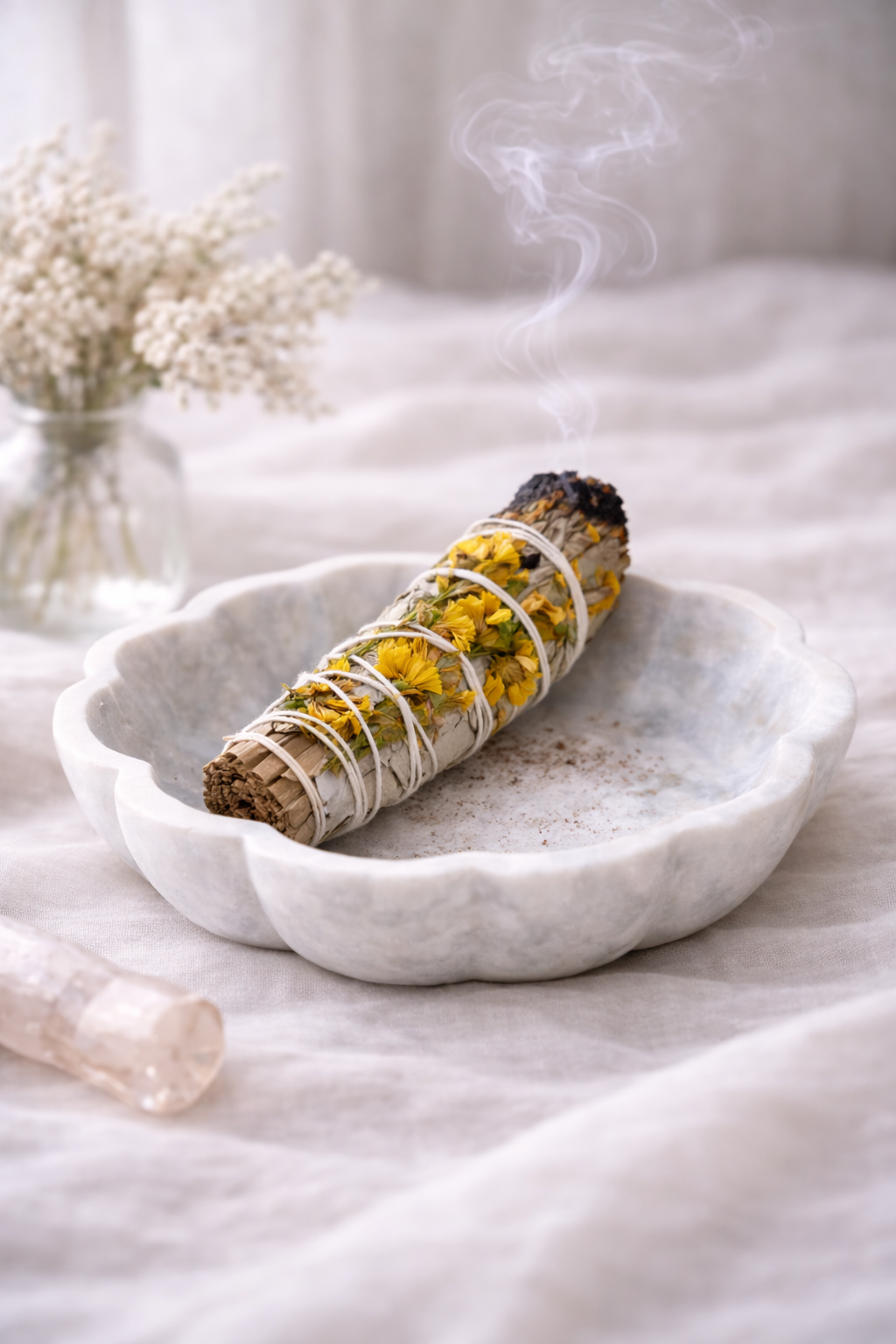 Weißer Salbei & Gelbe Sinuata Räucherbündel